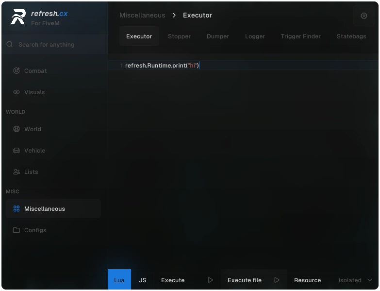 refresh.cx development kit interface